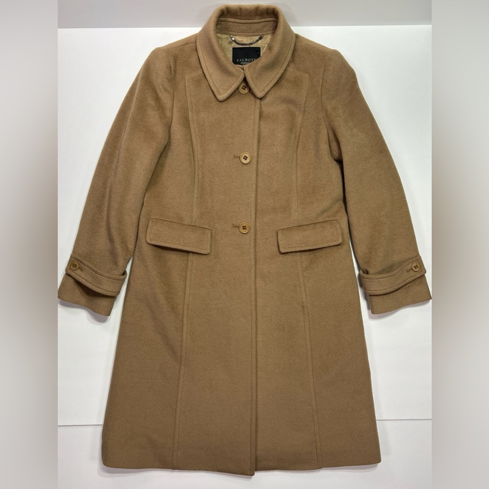 Talbots Wool/Angora Blend Coat - tan, size 10P
